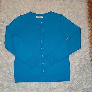 George Martha womens bright blue acrylic button front cardigan
